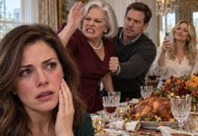 AT THANKSGIVING DINNER, MY SIL INSULTED MY DAUGHTER. MY MIL SLAPPED ME THREE TIMES AND SPAT, “YOU’RE TRASH. YOU NEVER BELONGED HERE.” THEN SHE POINTED AT MY 5-YEAR-OLD. “TAKE THAT TRASH AND GET OUT.” MY HUSBAND TOOK MY HAND. “LET’S GO.” FOUR HOURS LATER, I OPENED MY WORK FILES. “SHE JUST LOST HER HOUSE.”