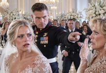 My mom slapped me in the face right at my wedding. The crowd froze, my jaw felt shattered and blood stained the white lace. Then my husband, a marine pilot, calmly said: “You just assaulted an officer. Face the wall.” My mom was stunned, her life changed in seconds.