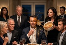 The gravy hit my face before anyone at the table could react. My sister lowered the empty bowl and sneered, “That’s what happens when you humiliate family.” Everyone waited for me to explode—but I only wiped my face and smiled. She thought she had embarrassed me into surrendering my $8 million Malibu house for her wedding. What she didn’t know was that three days later, one email would turn her dream wedding into a legal nightmare.