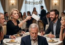 My daughter-in-law’s mother tossed a $23 bill at me and sneered, “If you sit with my family, pay your own way.” My son smirked. “Just pay it, Dad.” I reached for my wallet—then the restaurant manager leaned close and whispered, “Mr. Donovan, your guest has arrived.” She looked toward the entrance, dropped her wineglass, and went pale. That was when everyone at the table realized I wasn’t who they thought I was.