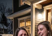 In the final weeks of my high-risk pregnancy, my husband’s daughter shoved me off the porch into the freezing snow and slammed the oak door shut. Pressing her face to the glass, she laughed. “Dad never loved you. Now you and that little monster can freeze to death together.” I clutched my belly, fighting for breath—then felt the emergency device hidden beneath my coat vibrate. She had no idea who had just been alerted.