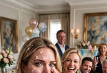The birthday cake hit my face so hard the room went silent—then my sister-in-law burst out laughing. “Oops! Can’t you take a joke?” she sneered as my husband’s entire family laughed with her. I slowly wiped the frosting from my eyes and smiled. They thought they had humiliated me in front of everyone. What they didn’t know was that I had already prepared a birthday surprise of my own—and hers was about to become unforgettable.