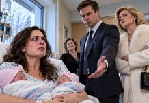 HOLDING NEWBORN TWINS, MY HUSBAND AND HIS WEALTHY BOSS DEMANDED I SIGN DIVORCE PAPERS. MY MOTHER IN LAW THREW US OUT INTO THE SNOW. MONTHS LATER, HE SAW ME ON THE NEWS AND LOST EVERYTHING.