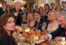 “ONE DAUGHTER MARRIED A SURGEON. THE OTHER CLEANS TOILETS,” Mom announced at Thanksgiving, humiliating me before seventeen relatives. Dad slid a $50 bill across the table. “Here. Go mop something.” Everyone laughed. I remained silent. Suddenly, Grandma stood, slammed her glass down, and snapped, “Tell them where your daughter ACTUALLY works!” Mom went pale. Grandma smiled coldly. “Or should I tell them who secretly owns the hospital your precious son-in-law works for?”