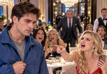 “Why would I marry a broke delivery boy?” she sneered, loud enough for the entire restaurant to hear. I quietly zipped up my courier jacket and stood to leave. Then her father burst through the doors, saw me, and dropped to his knees. “Chairman, please! Don’t cancel the deal!” he begged. My date went pale. She thought I delivered packages for a living. What she didn’t know was that I owned the billion-dollar conglomerate controlling her family’s future.