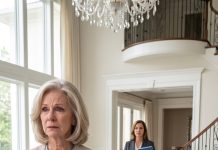 “Hey, old woman! Bring me a glass of water! And is dinner ready yet?” my daughter-in-law barked, tossing her expensive handbag onto my sofa. My son laughed as she snapped, “You’re living under our roof, so earn your keep!” I silently placed my apron on the table and smiled. “Your roof?” I whispered. “Then perhaps you should see whose name is on the deed.” What happened next made them both drop to their knees.