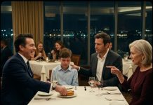 “We didn’t order steak for your son!” my brother laughed, pushing a cheap hot dog toward my twelve-year-old boy while his own children enjoyed expensive steaks and a $120 dessert. My mother sneered, “You should’ve brought something for him yourself!” I smiled. “You’re right, Mom.” When the waiter returned, I stood up and announced, “Before we leave, there’s something you should know about who owns this building.” My brother’s laughter stopped. But the real shock was still coming…