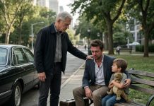 I found my son sitting on a park bench with his little boy and three suitcases. “Why aren’t you at work?” I asked. He looked up with tears in his eyes. “I was fired. My father-in-law says our bloodline isn’t worthy.” I clenched my fists, then smiled. “Get in the car.” What Richard didn’t know was that the man he had humiliated for years was the one person who could destroy his empire.