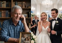 “Dad, people like you don’t belong at weddings like mine!” my daughter laughed over the phone. I calmly congratulated her. Six hours later, she stood outside my $4 million mansion in her wedding dress, screaming, “OPEN THE GATE! THIS IS OUR HOUSE!” Behind her, twenty wealthy guests watched in stunned silence. I stepped forward and replied, “Funny. That’s not what the deed says.” Then I revealed the evidence that would destroy her husband’s future…