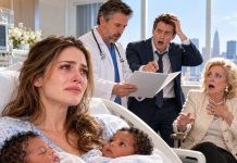 “Those babies aren’t mine!” my husband screamed, staring at our newborn twins’ curly hair and dark skin. I was still bleeding in the hospital bed when he demanded, “Get a DNA test! NOW!” His mother smirked. “We finally caught you cheating.” I held my babies tighter, fighting back tears. “Fine. Test them both.” But when the results arrived three days later, the doctor looked at my husband and whispered something that made his face turn deathly pale…