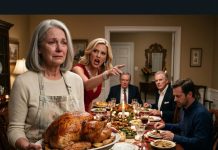 At Thanksgiving dinner, my daughter-in-law pointed toward the kitchen and sneered, “You can eat after my parents finish!” My son just stared at his plate. I didn’t argue. I quietly wrapped the turkey I’d spent four hours roasting, packed every dish, and drove away. Thirty minutes later, she called me six times, screaming, “WHERE’S THE TURKEY? MY PARENTS ARE WAITING!” I smiled and replied, “Then cook for them yourself.” But that wasn’t the biggest surprise awaiting her…