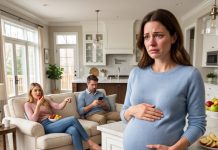 I was eight months pregnant when my sister-in-law lounged on my sofa eating fruit and snapped, “Bring me another plate—and peel it this time.” I turned to my husband, expecting him to defend me. Instead, he barely looked up. “Just do it. Taking care of my sister is part of your job.” My hand froze over my swollen belly. I smiled softly. “Fine.” Neither of them understood what that smile meant—or what I was about to stop doing forever.