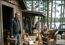 My mother-in-law waved a handwritten note in my face. “Eleanor promised us this cabin! You have no right to stop us!” My brother-in-law laughed as he loaded another box into his truck. I noticed one detail they had overlooked: the note was dated after my wife had lost the ability to write. I stayed silent and let them celebrate. Then the sheriff arrived, examined that paper, and asked my mother-in-law a question she couldn’t answer.