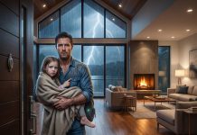 At midnight, in the middle of a violent storm, my doorbell rang. A soaked man stood there, clutching a little girl burning with fever. “Please,” he begged, “she won’t make it through the night outside.” I let them in, wrapped her in blankets, and called for help. Then the girl opened her eyes, stared at me, and whispered, “Daddy… that’s the woman from the picture.” My blood turned cold.