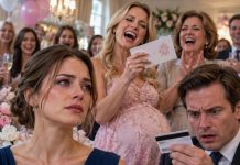 AT MY SISTER’S BABY SHOWER, SHE READ MY GIFT CARD ALOUD: “A $50 GIFT CARD? FROM THE FAMILY FAILURE? HOW GENEROUS.” FORTY GUESTS LAUGHED. MOM CLAPPED. SUDDENLY… HER HUSBAND TOOK THE CARD FROM HER HAND, TURNED IT OVER, READ THE COMPANY NAME PRINTED ON THE BACK. HE WENT “COMPLETELY WHITE”