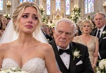 My mother walked my two sisters down the aisle, but at my wedding, she looked at me in front of everyone and said, “I will not walk the greatest regret of my life down the aisle.” I didn’t argue. My 81-year-old grandfather took my arm. Halfway down the aisle, he stopped, looked at my mother, and spoke eight words. My father stopped smiling, and she instantly turned pale.