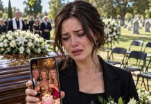 While I stood beside my husband’s coffin, my mother sent me a photo of my sister’s birthday party. “Family comes first,” she wrote. When I asked why they skipped his funeral, Dad snapped, “He’s already dead. Your sister only turns thirty once!” I swallowed my tears. But that night, Mom left a voicemail demanding $73,600 from my husband’s life insurance. What she confessed next would destroy everything they had built…